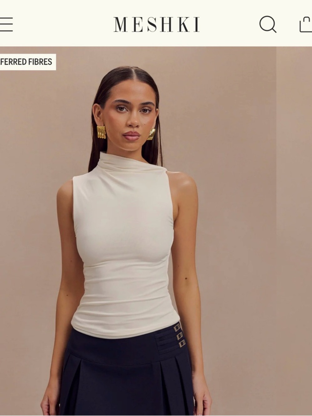 Meshki High Neck Sleeveless Top in Cream